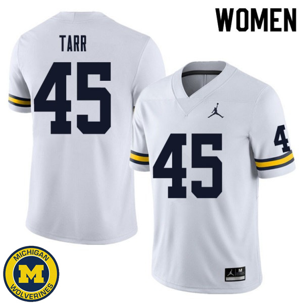 Women Michigan Wolverines #45 Greg Tarr White Alumni Jersey